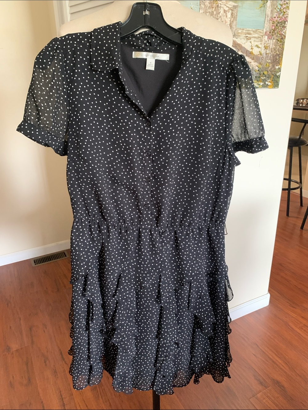 LC Lauren Conrad Black and White Polka Dot dress, with ruffled skirt